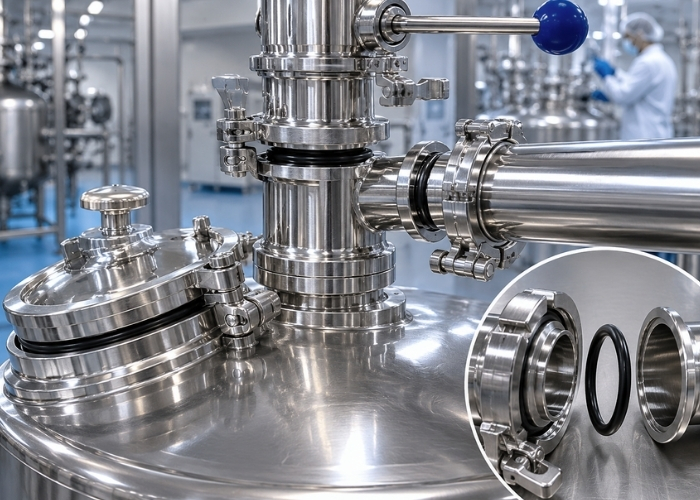 Hygiënische procesinstallatie met afdichtingen voor food en pharma toepassingen